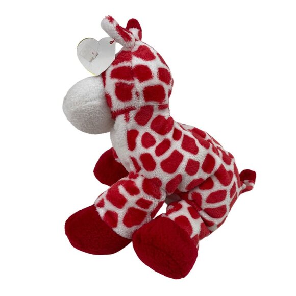 Ty Pluffies Kisser Giraffe Red White 9" Beanie Stuffed Animal 2007 w/Tags - Picture 4 of 12